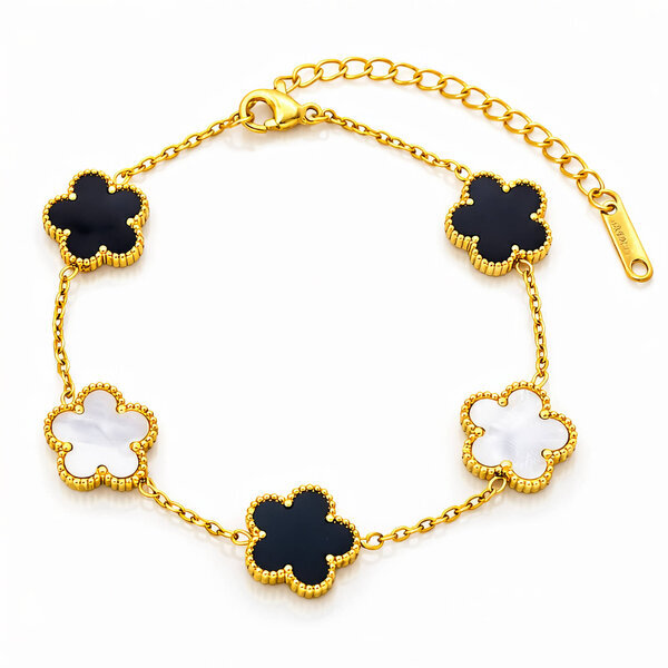 "Flower Meadow" Bracelet, 18K Gold Plated Steel