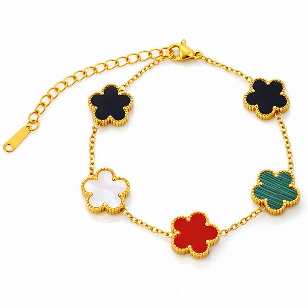 "Flower Meadow" Bracelet, 18K Gold Plated Steel