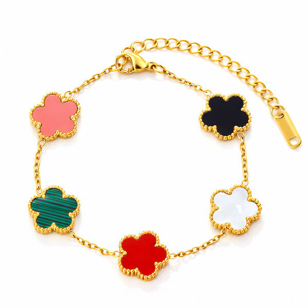 "Flower Meadow" Bracelet, 18K Gold Plated Steel