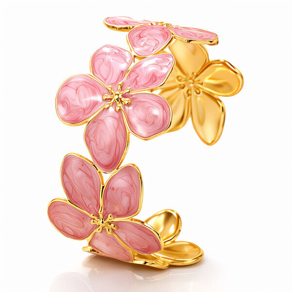 "Flower Meadow" Bracelet, 18K Gold Plated Steel