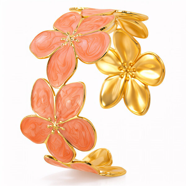"Flower Meadow" Bracelet, 18K Gold Plated Steel