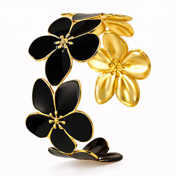 "Flower Meadow" Bracelet, 18K Gold Plated Steel