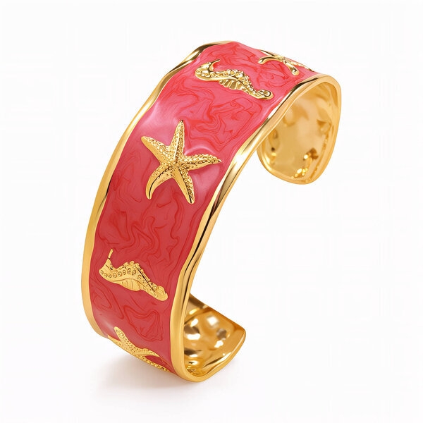"Starfish" Bracelet, 18K Gold Plated Steel