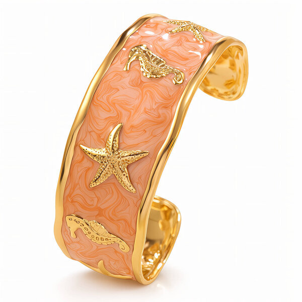 "Starfishs" Bracelet, 18K Gold Plated Steel