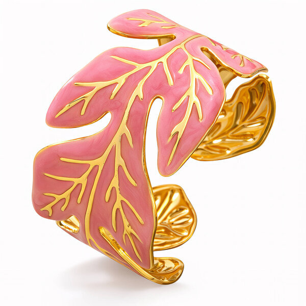 "Leaves" Bracelet, 18K Gold Plated Steel