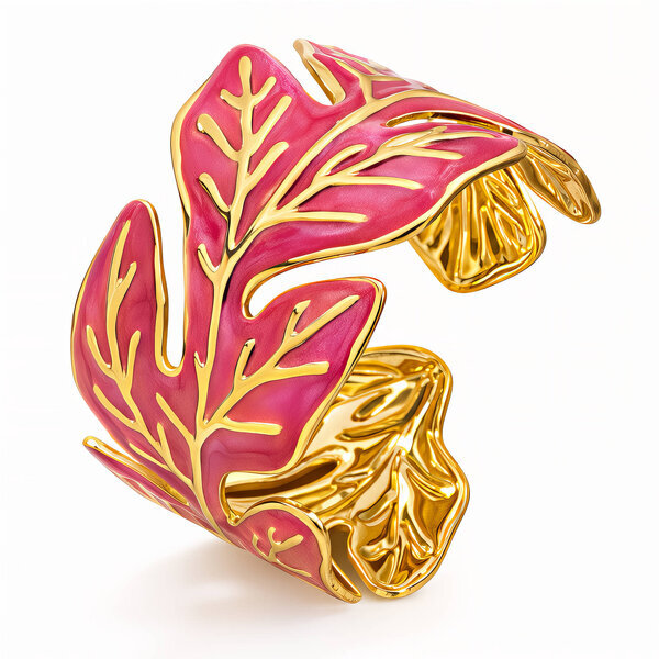 "Leaves" Bracelet, 18K Gold Plated Steel