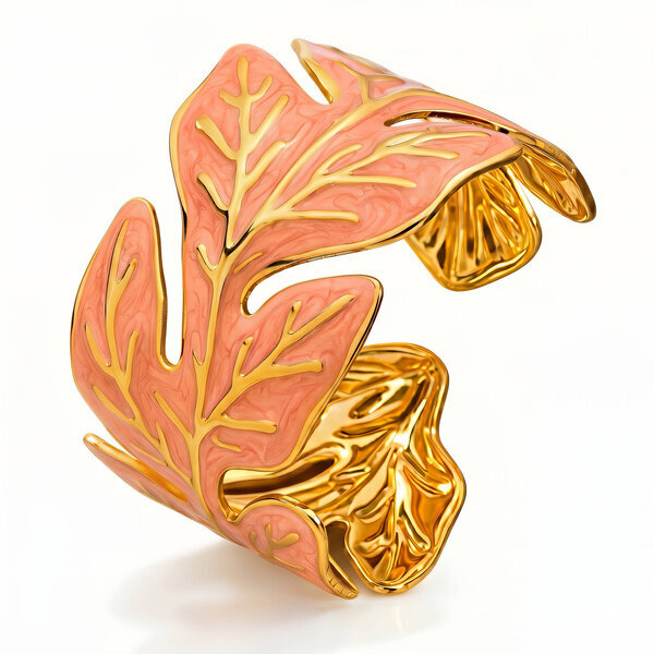 "Leaves" Bracelet, 18K Gold Plated Steel