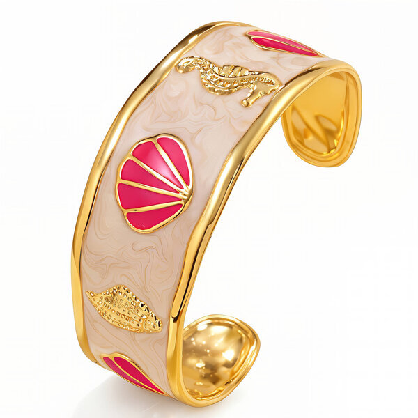 "Seashells" Bracelet, 18K Gold Plated Steel