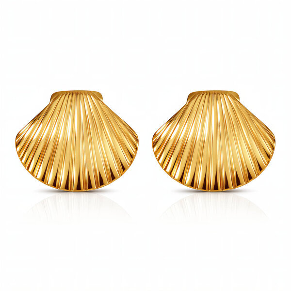 "Seashells" Earrings, 18K Gold Plated Steel