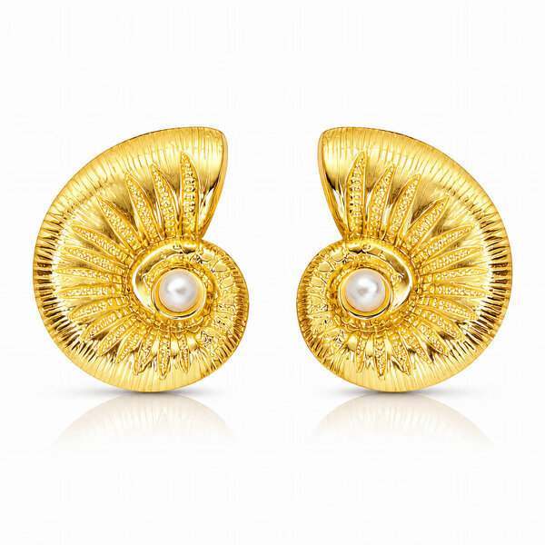 Earrings, 18K Gold Plated Steel