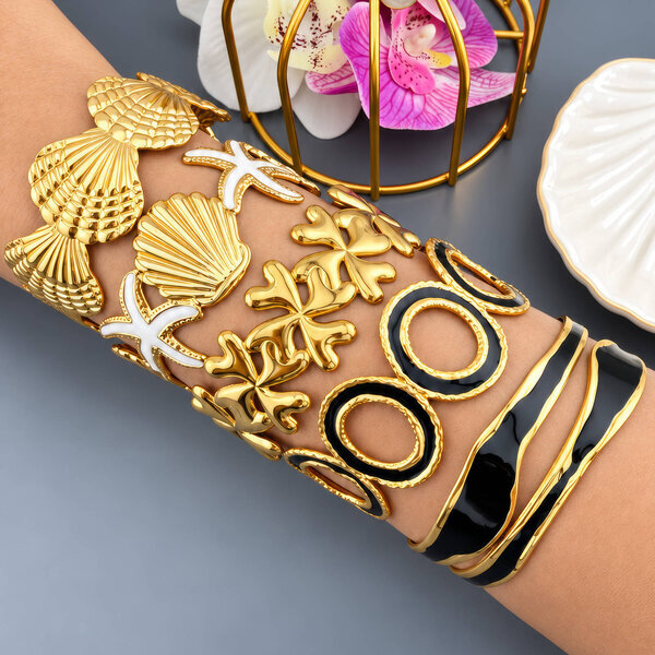 "Starfish" PVD Gold-Plated Steel Bracelet - Intensity