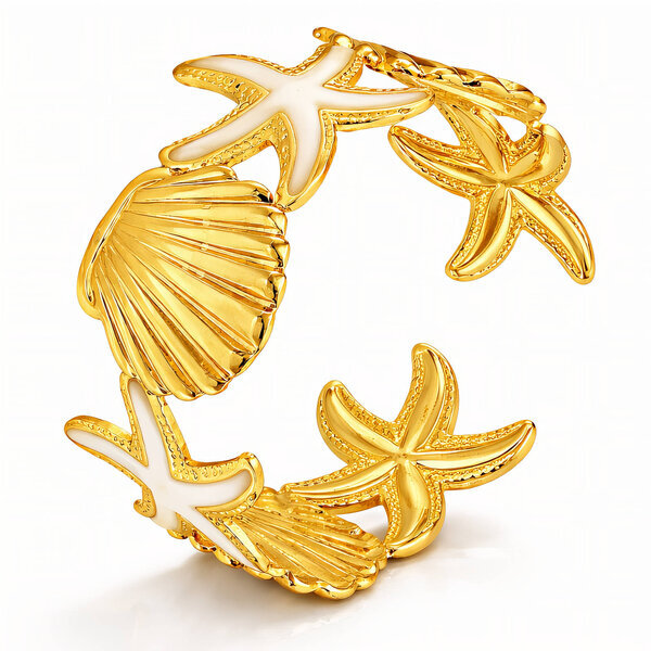 "Starfishs" Bracelet, 18K Gold Plated Steel