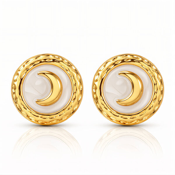 "Crescent" Earrings, 18K Gold Plated Steel