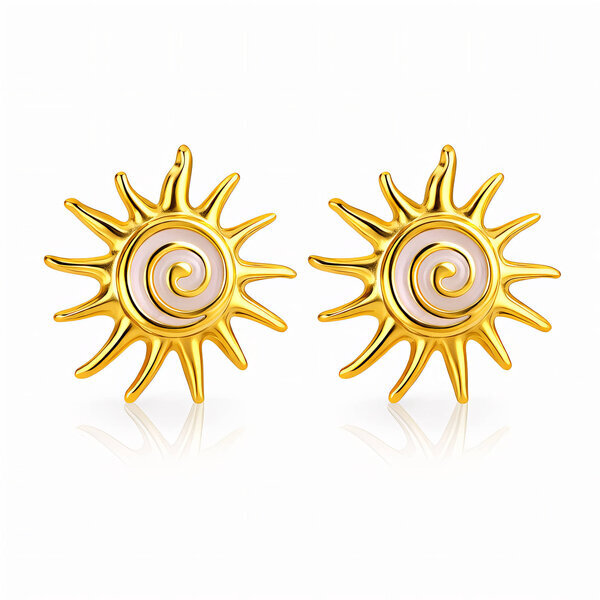 "Suns" Earrings, 18K Gold Plated Steel