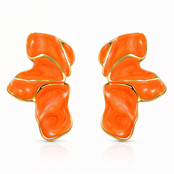 Earrings, 18K Gold Plated Steel