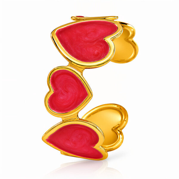 "Hearts" Bracelet, 18K Gold Plated Steel