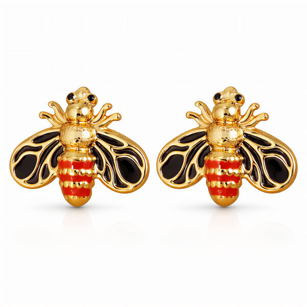 "Bees" Earrings, 18K Gold Plated Steel