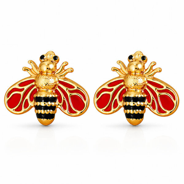 "Bees" Earrings, 18K Gold Plated Steel