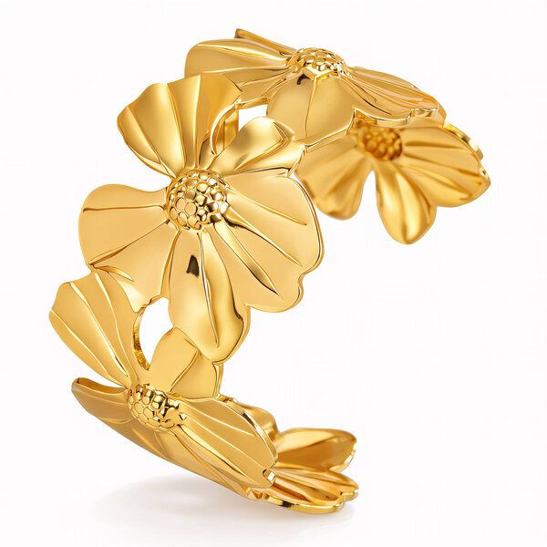 "Flower Meadow" Bracelet, 18K Gold Plated Steel