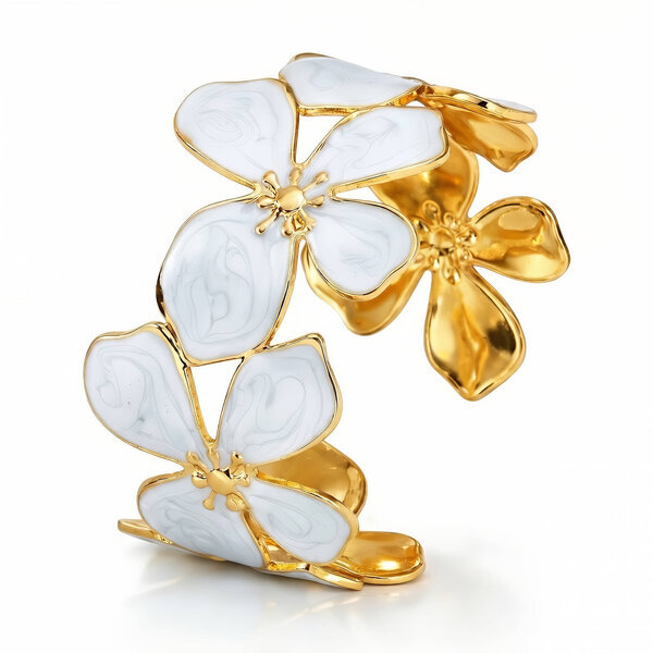 "Flower Meadow" Bracelet, 18K Gold Plated Steel