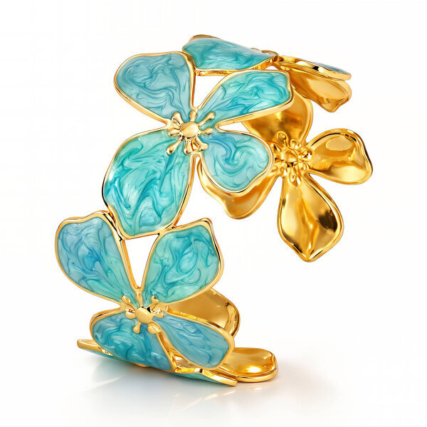 "Flowers" Bracelet, 18K Gold Plated Steel