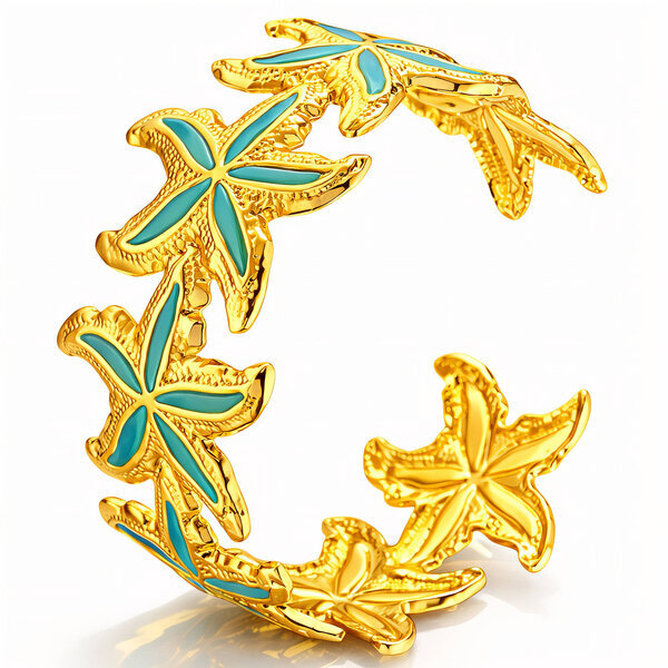 "Starfishs" Bracelet, 18K Gold Plated Steel