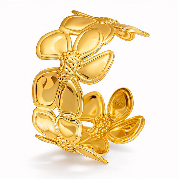 "Flower Meadow" Bracelet, 18K Gold Plated Steel