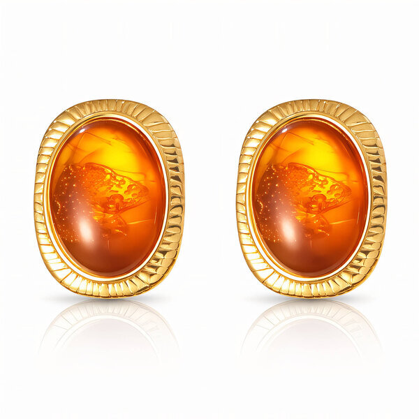 Earrings, 18K Gold Plated Steel