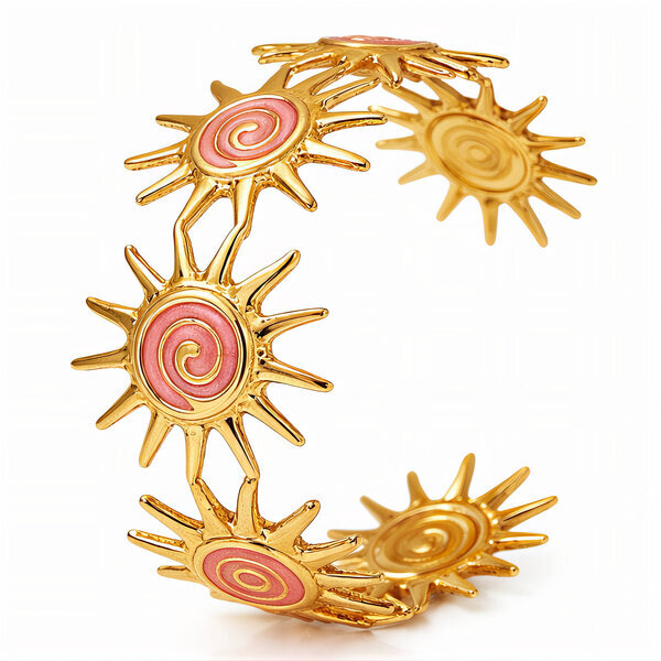"Suns" Bracelet, 18K Gold Plated Steel