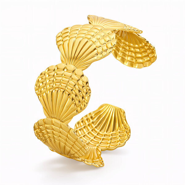"Seashells" Bracelet, 18K Gold Plated Steel