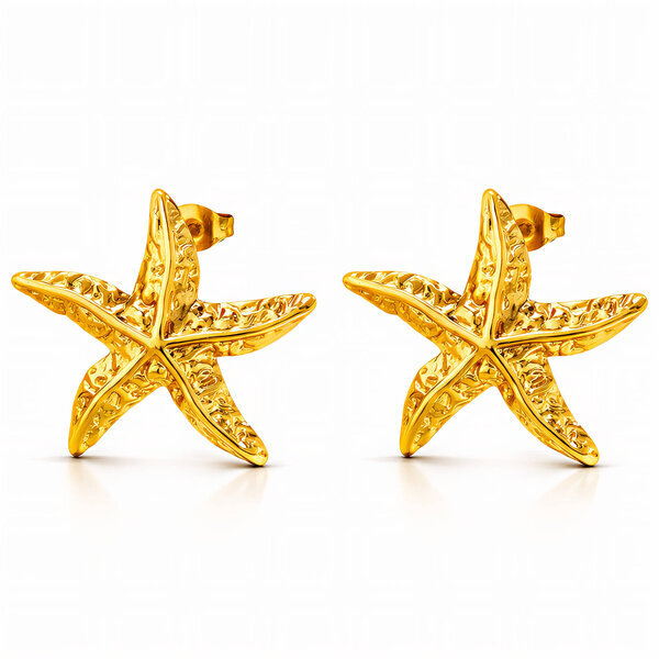 "Starfishs" Earrings, 18K Gold Plated Steel