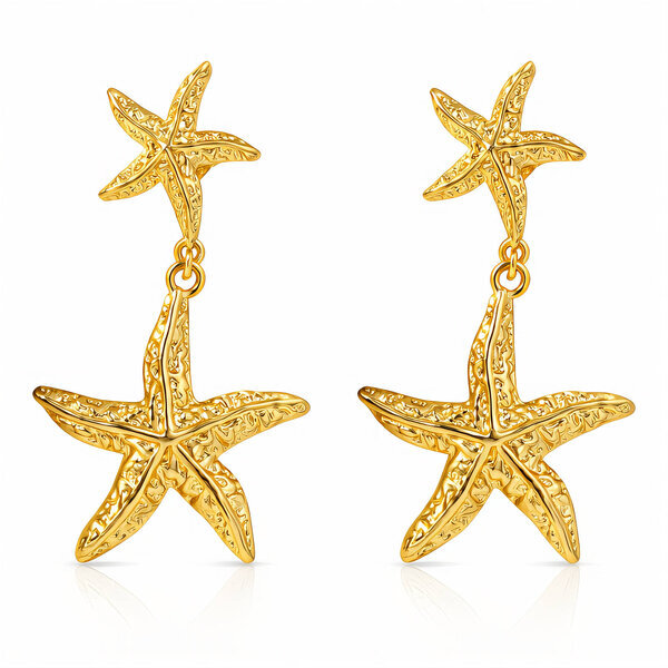"Starfishs" Earrings, 18K Gold Plated Steel