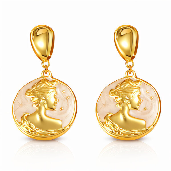 Earrings, 18K Gold Plated Steel