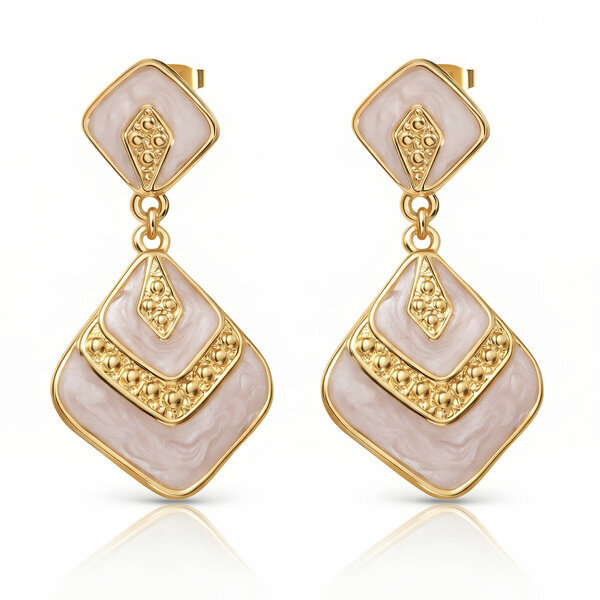 Earrings, 18K Gold Plated Steel