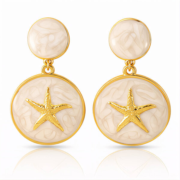 "Starfishs" Earrings, 18K Gold Plated Steel