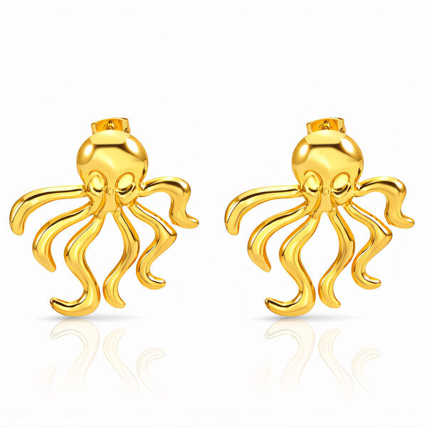 "Squids" Earrings, 18K Gold Plated Steel