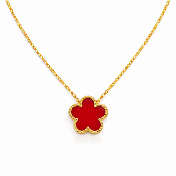 "Flower" Necklace, 18K Gold Plated Steel