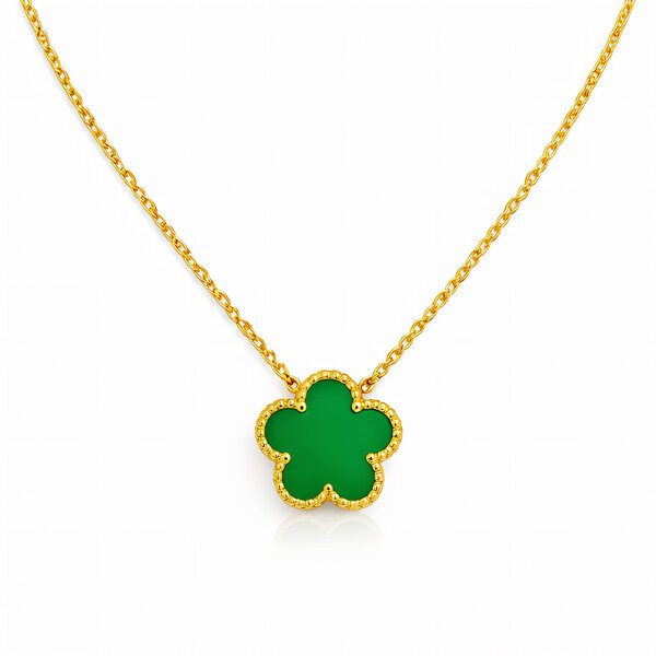 "Flower" Necklace, 18K Gold Plated Steel