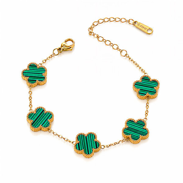 "Flower Meadow" Bracelet, 18K Gold Plated Steel