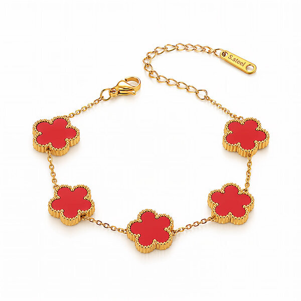 "Flower Meadow" Bracelet, 18K Gold Plated Steel