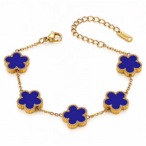 "Flower Meadow" Bracelet, 18K Gold Plated Steel