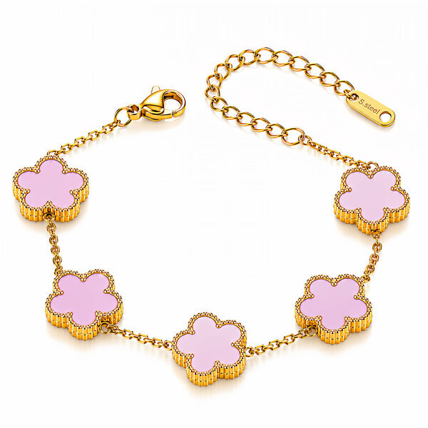 "Flower Meadow" Bracelet, 18K Gold Plated Steel