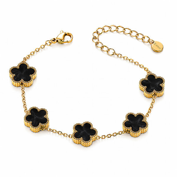 "Flower Meadow" Bracelet, 18K Gold Plated Steel