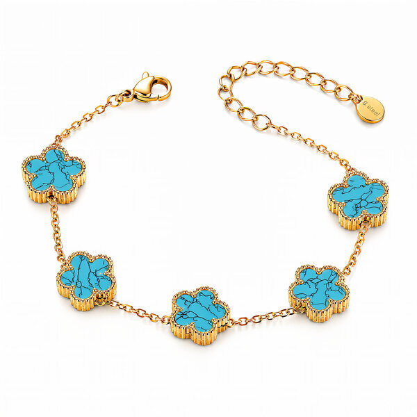 "Flower Meadow" PVD Gold-Plated Steel Bracelet - Bubble Pop