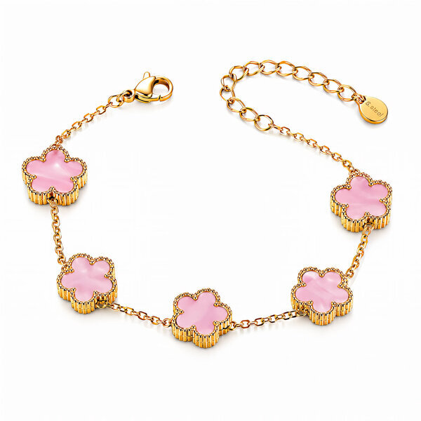 "Flower Meadow" Bracelet, 18K Gold Plated Steel