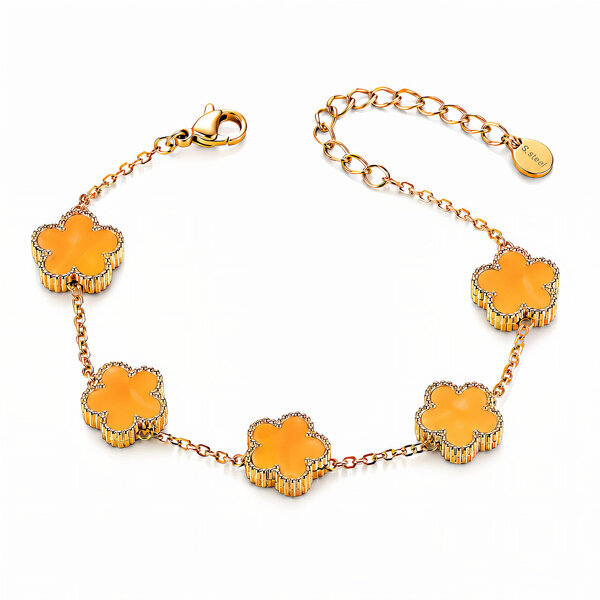 "Flower Meadow" Bracelet, 18K Gold Plated Steel
