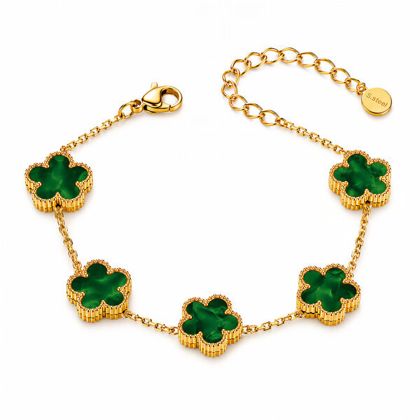 "Flower Meadow" Bracelet, 18K Gold Plated Steel