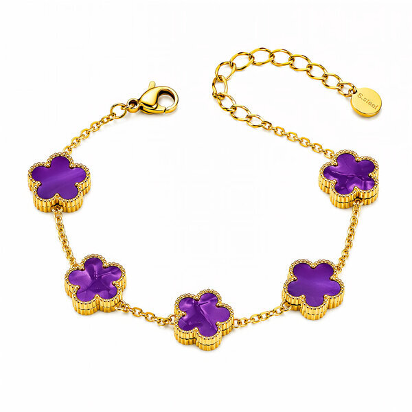 "Flower Meadow" Bracelet, 18K Gold Plated Steel