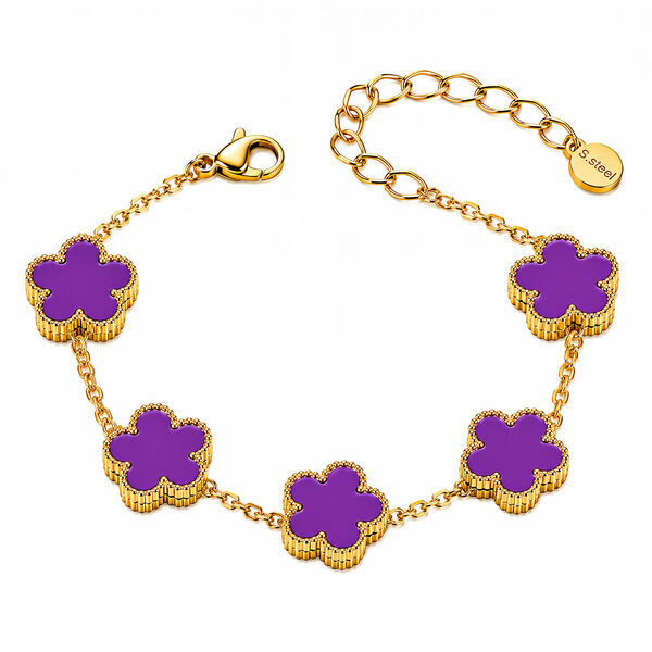 "Flower Meadow" Bracelet, 18K Gold Plated Steel