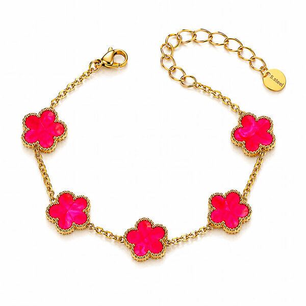 "Flower Meadow" Bracelet, 18K Gold Plated Steel